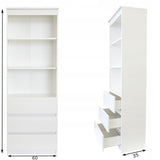 Aktenregal Standregal mit 3 Schubladen und 3 offenen Fächern 60 cm, hoher Schubladenschrank aus MDF Holz | 60x35x180 cm (BxTxH)