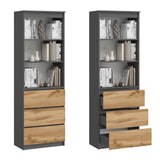 Aktenregal Standregal mit 3 Schubladen und 3 offenen Fächern 60 cm, hoher Schubladenschrank aus MDF Holz | 60x35x180 cm (BxTxH)
