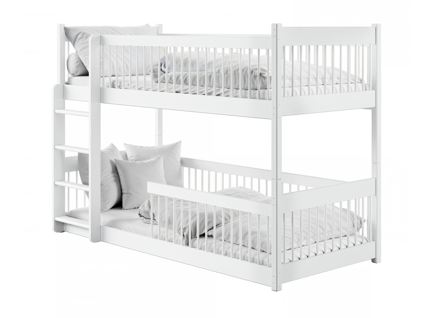 Hochbett Kinder, Etagenbett, Kinderbett | Massives Kiefernholz, abgerundete Kanten, umbaubar zu 2 Betten, optional mit 2 Matratzen | Größen: 80x180, 90x190, 90x200 cm