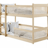 Hochbett Kinder, Etagenbett, Kinderbett | Massives Kiefernholz, abgerundete Kanten, umbaubar zu 2 Betten, optional mit 2 Matratzen | Größen: 80x180, 90x190, 90x200 cm