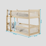 Hochbett Kinder, Etagenbett, Kinderbett | Massives Kiefernholz, abgerundete Kanten, umbaubar zu 2 Betten, optional mit 2 Matratzen | Größen: 80x180, 90x190, 90x200 cm