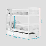 Hochbett Kinder, Etagenbett, Kinderbett | Massives Kiefernholz, 2 Schubladen, sicher & funktional | Größen: 80x180, 90x190, 90x200 cm