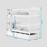 Hochbett Kinder, Etagenbett, Kinderbett | Massives Kiefernholz, 2 Schubladen, sicher & funktional | Größen: 80x180, 90x190, 90x200 cm