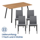 Esszimmerset mit 4 Stühlen Tisch Küchentisch & Esszimmerstühle 4er set Esszimmertisch | moderne Essgruppe | Maße Tisch: 140x80 cm | Set Esstisch + 4 Stühle
