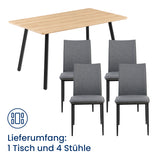 Esszimmerset mit 4 Stühlen Tisch Küchentisch & Esszimmerstühle 4er set Esszimmertisch | moderne Essgruppe | Maße Tisch: 140x80 cm | Set Esstisch + 4 Stühle