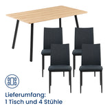 Esszimmerset mit 4 Stühlen Tisch Küchentisch & Esszimmerstühle 4er set Esszimmertisch | moderne Essgruppe | Maße Tisch: 140x80 cm | Set Esstisch + 4 Stühle