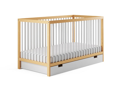 Babybett Kinderbett Gitterbett 60x120 | 70 x 140 cm höhenverstellbar & herausnehmbare Sprossen, optional mit Schublade und Matratze | Buchenholz weiss oder natur sehr stabil Made in Europe