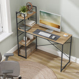 Schreibtisch mit Regal Computertisch mit Stauraum für Homeoffice PC Tisch Bürotisch Arbeitstisch mit Bücherregal | Maße Tisch: 120x44x76 cm (BxTxH)