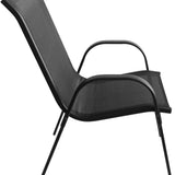 4er Set Gartenstühle, stapelbar, Hochlehner Gartenstühle, Terrassenmöbel, stapelbare Gartenstühle, Balkonstühle, Outdoorstühle | Textilene-Sitzfläche & Metallbeine | 56x43x91cm (BxTxH)