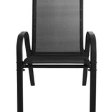 4er Set Gartenstühle, stapelbar, Hochlehner Gartenstühle, Terrassenmöbel, stapelbare Gartenstühle, Balkonstühle, Outdoorstühle | Textilene-Sitzfläche & Metallbeine | 56x43x91cm (BxTxH)