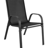 4er Set Gartenstühle, stapelbar, Hochlehner Gartenstühle, Terrassenmöbel, stapelbare Gartenstühle, Balkonstühle, Outdoorstühle | Textilene-Sitzfläche & Metallbeine | 56x43x91cm (BxTxH)
