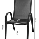 4er Set Gartenstühle, stapelbar, Hochlehner Gartenstühle, Terrassenmöbel, stapelbare Gartenstühle, Balkonstühle, Outdoorstühle | Textilene-Sitzfläche & Metallbeine | 56x43x91cm (BxTxH)