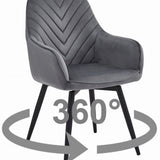 Esszimmerstuhl mit 2er set option drehbar Stuhl Drehstuhl Esszimmer Schminktisch Stuhl Schreibtischstuhl Samt Polsterstuhl mit Armlehnen | belastbar bis 110 kg | 360° drehbar, vielseitig | Schwarz