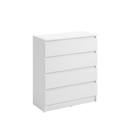 Kommode mit 4 Schubladen 80 cm Breite Kommode weiß schmal Holz Schrank Kommode mit Schubladen Sideboard Highboard Anrichte Schlafzimmer Wohnzimmer Flur Büro Organizer