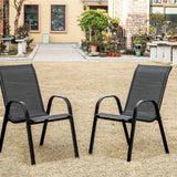 4er Set Gartenstühle, stapelbar, Hochlehner Gartenstühle, Terrassenmöbel, stapelbare Gartenstühle, Balkonstühle, Outdoorstühle | Textilene-Sitzfläche & Metallbeine | 56x43x91cm (BxTxH)