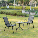 4er Set Gartenstühle, stapelbar, Hochlehner Gartenstühle, Terrassenmöbel, stapelbare Gartenstühle, Balkonstühle, Outdoorstühle | Textilene-Sitzfläche & Metallbeine | 56x43x91cm (BxTxH)