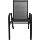 4er Set Gartenstühle, stapelbar, Hochlehner Gartenstühle, Terrassenmöbel, stapelbare Gartenstühle, Balkonstühle, Outdoorstühle | Textilene-Sitzfläche & Metallbeine | 56x43x91cm (BxTxH)
