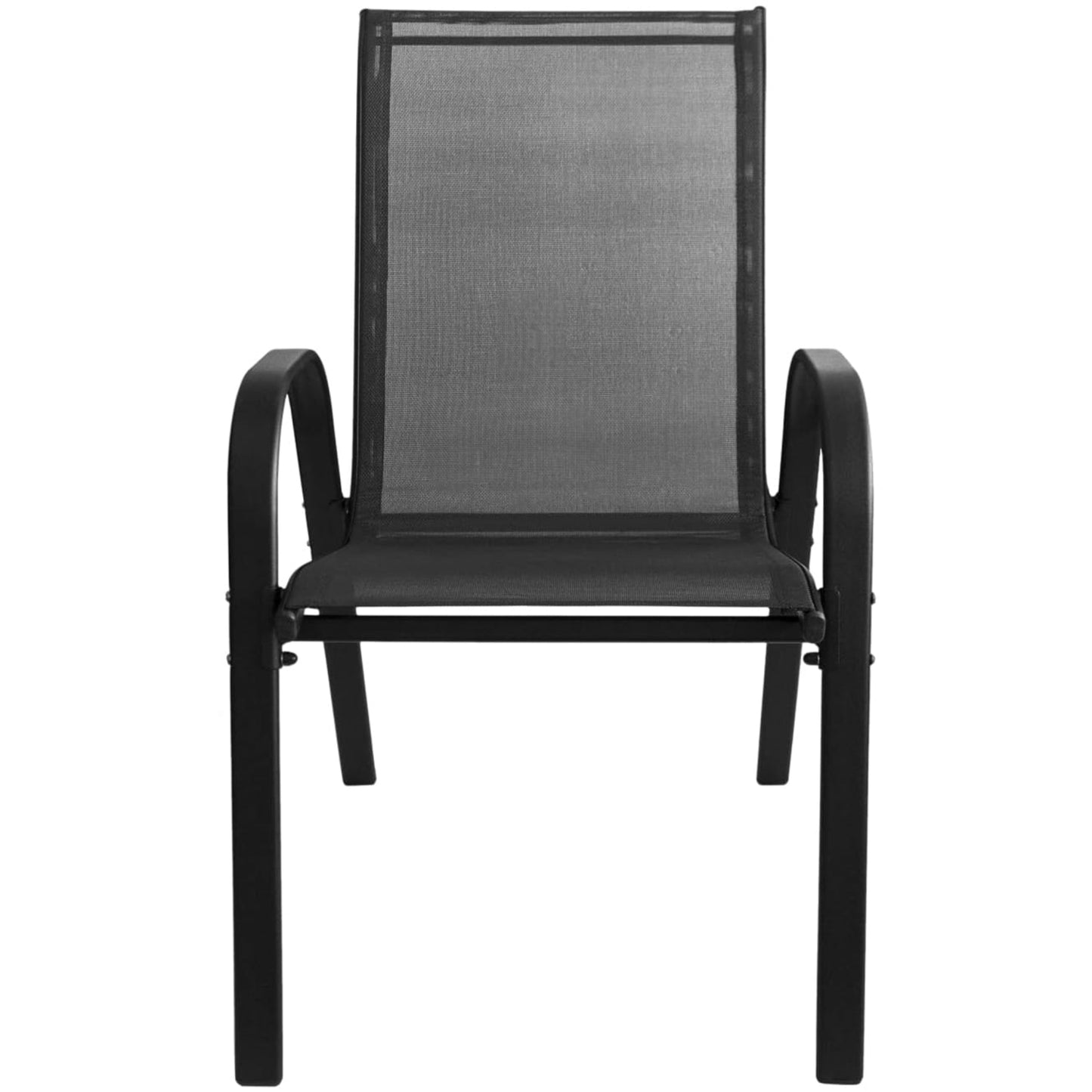 4er Set Gartenstühle, stapelbar, Hochlehner Gartenstühle, Terrassenmöbel, stapelbare Gartenstühle, Balkonstühle, Outdoorstühle | Textilene-Sitzfläche & Metallbeine | 56x43x91cm (BxTxH)