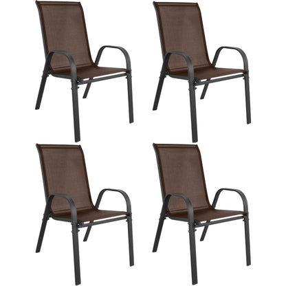 4er Set Gartenstühle, stapelbar, Hochlehner Gartenstühle, Terrassenmöbel, stapelbare Gartenstühle, Balkonstühle, Outdoorstühle | Textilene-Sitzfläche & Metallbeine | 56x43x91cm (BxTxH)