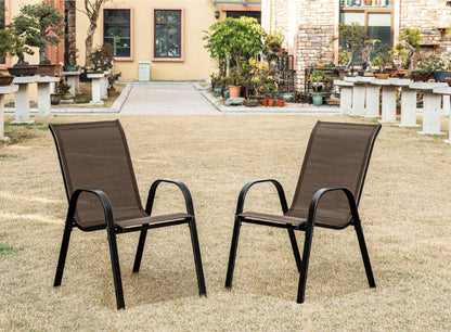 4er Set Gartenstühle, stapelbar, Hochlehner Gartenstühle, Terrassenmöbel, stapelbare Gartenstühle, Balkonstühle, Outdoorstühle | Textilene-Sitzfläche & Metallbeine | 56x43x91cm (BxTxH)
