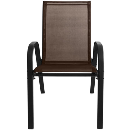 4er Set Gartenstühle, stapelbar, Hochlehner Gartenstühle, Terrassenmöbel, stapelbare Gartenstühle, Balkonstühle, Outdoorstühle | Textilene-Sitzfläche & Metallbeine | 56x43x91cm (BxTxH)