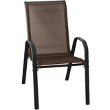 4er Set Gartenstühle, stapelbar, Hochlehner Gartenstühle, Terrassenmöbel, stapelbare Gartenstühle, Balkonstühle, Outdoorstühle | Textilene-Sitzfläche & Metallbeine | 56x43x91cm (BxTxH)