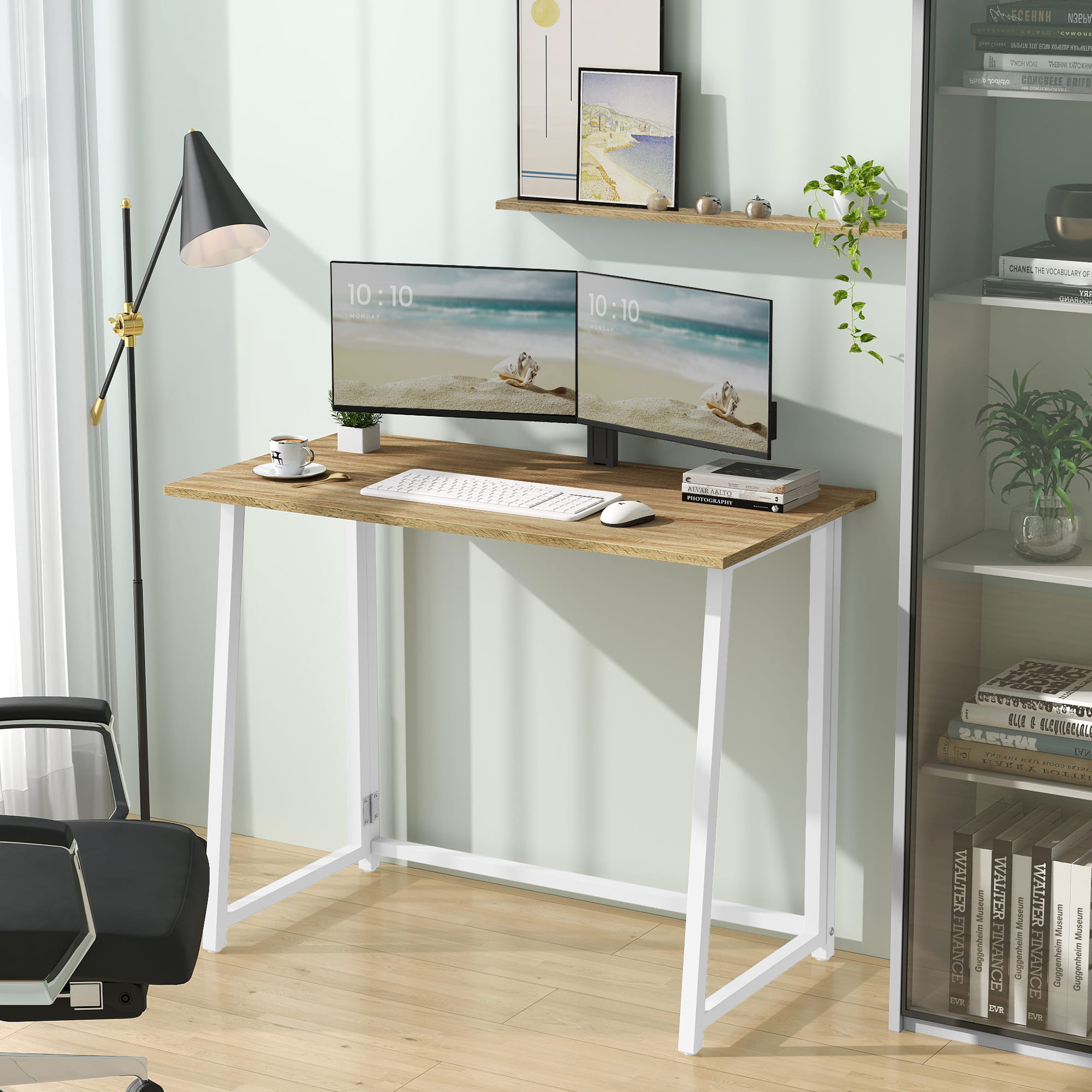 Schreibtisch Computertisch Bürotisch Tisch für Homeoffice PC-Tisch mit stabilen Metallbeinen | platzsparend einklappbar & verstellbare Füße | Für Homeoffice & Büro | 80x40x75 cm