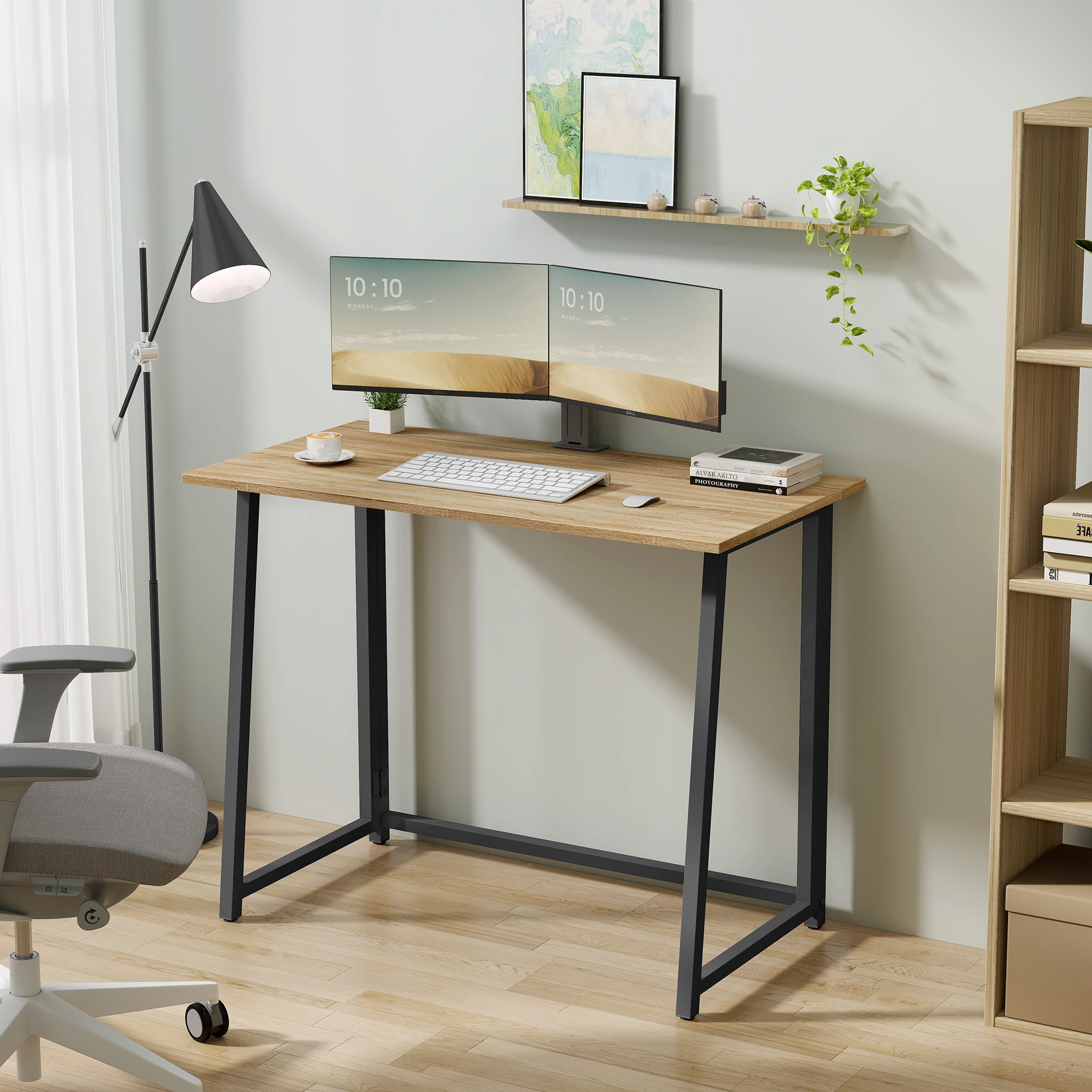 Schreibtisch Computertisch Bürotisch Tisch für Homeoffice PC-Tisch mit stabilen Metallbeinen | platzsparend einklappbar & verstellbare Füße | Für Homeoffice & Büro | 80x40x75 cm