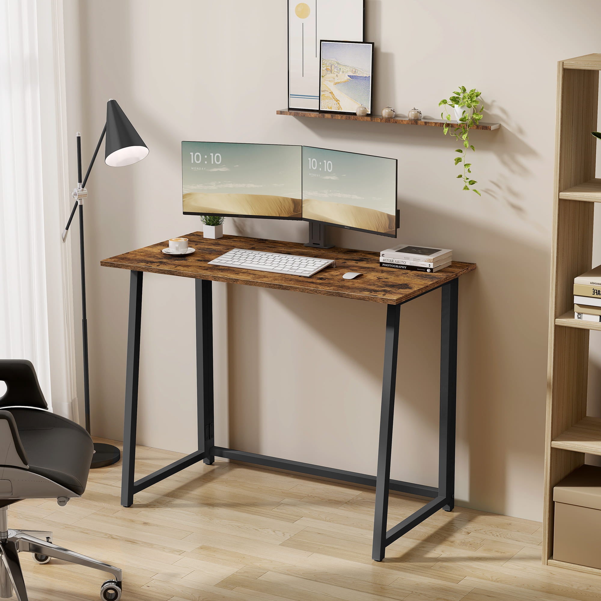 Schreibtisch Computertisch Bürotisch Tisch für Homeoffice PC-Tisch mit stabilen Metallbeinen | platzsparend einklappbar & verstellbare Füße | Für Homeoffice & Büro | 80x40x75 cm