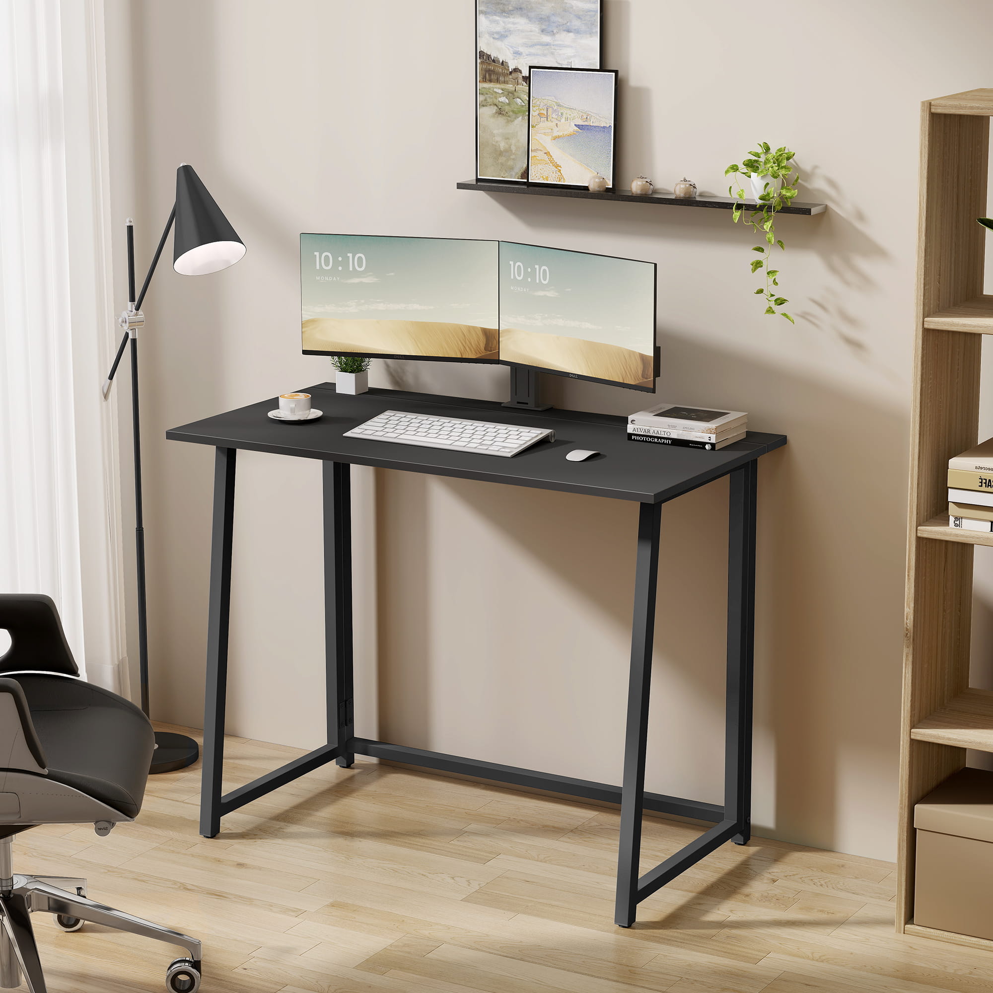 Schreibtisch Computertisch Bürotisch Tisch für Homeoffice PC-Tisch mit stabilen Metallbeinen | platzsparend einklappbar & verstellbare Füße | Für Homeoffice & Büro | 80x40x75 cm