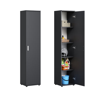 Schmaler Mehrzweckschrank 40 cm breit mit 1 Tür & 4 Einlegeböden | Universalschrank Haushaltsschrank für Haushalt, Flur, Büro oder Schlafzimmer | 40x35x184 cm (BxTxH)