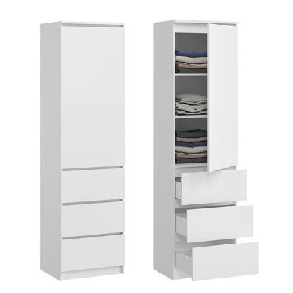 Kleiderschrank, Garderobenschrank, Mehrzweckschrank mit 3 Einlegeböden & 3 Schubladen | kompakter und funktionaler Schrank für Schlafzimmer, Flur oder Arbeitszimmer | 40x50x180 cm (BxTxH)