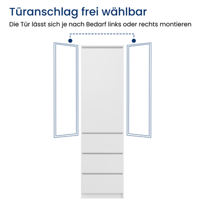 Kleiderschrank, Garderobenschrank, Mehrzweckschrank mit 3 Einlegeböden & 3 Schubladen | kompakter und funktionaler Schrank für Schlafzimmer, Flur oder Arbeitszimmer | 40x50x180 cm (BxTxH)