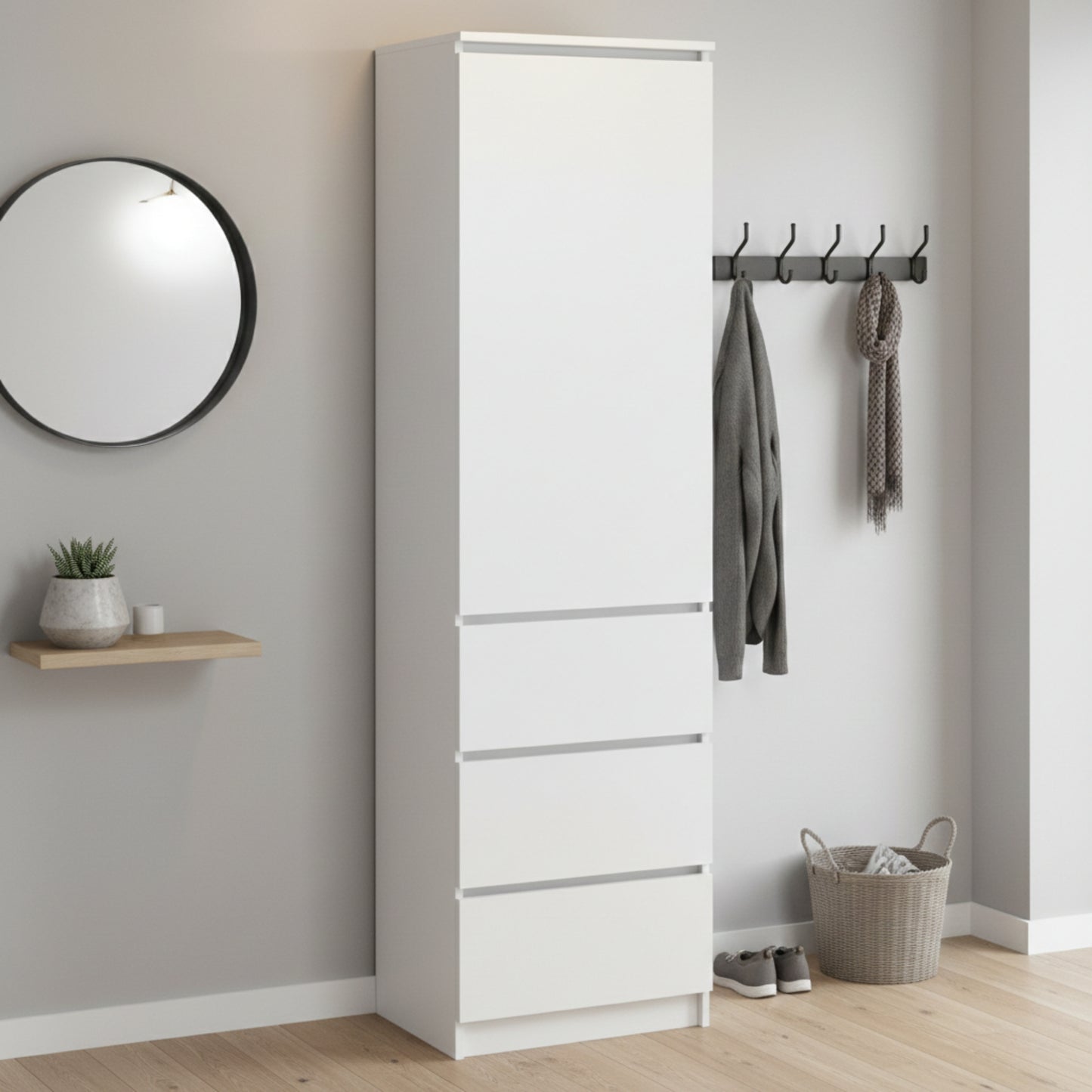 Home Collective Kleiderschrank mit Tür 50x40x180 cm – Garderobenschrank & Mehrzweckschrank mit 3–5 Einlegeböden und optional Schubladen Schrank für Schlafzimmer Flur Büro