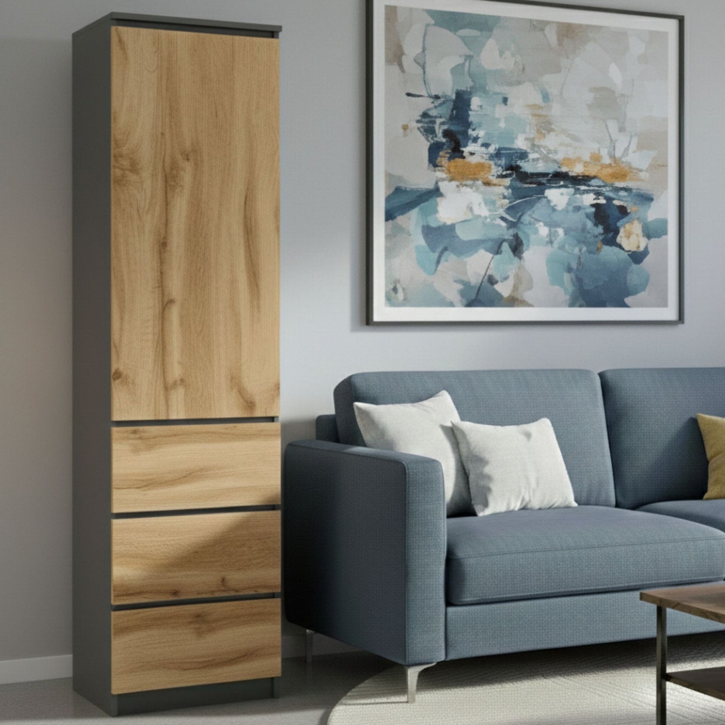 Home Collective Kleiderschrank mit Tür 50x40x180 cm – Garderobenschrank & Mehrzweckschrank mit 3–5 Einlegeböden und optional Schubladen Schrank für Schlafzimmer Flur Büro