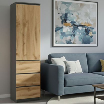 Home Collective Kleiderschrank mit Tür 50x40x180 cm – Garderobenschrank & Mehrzweckschrank mit 3–5 Einlegeböden und optional Schubladen Schrank für Schlafzimmer Flur Büro