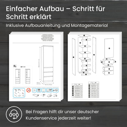 Home Collective Kleiderschrank mit Tür 50x40x180 cm – Garderobenschrank & Mehrzweckschrank mit 3–5 Einlegeböden und optional Schubladen Schrank für Schlafzimmer Flur Büro