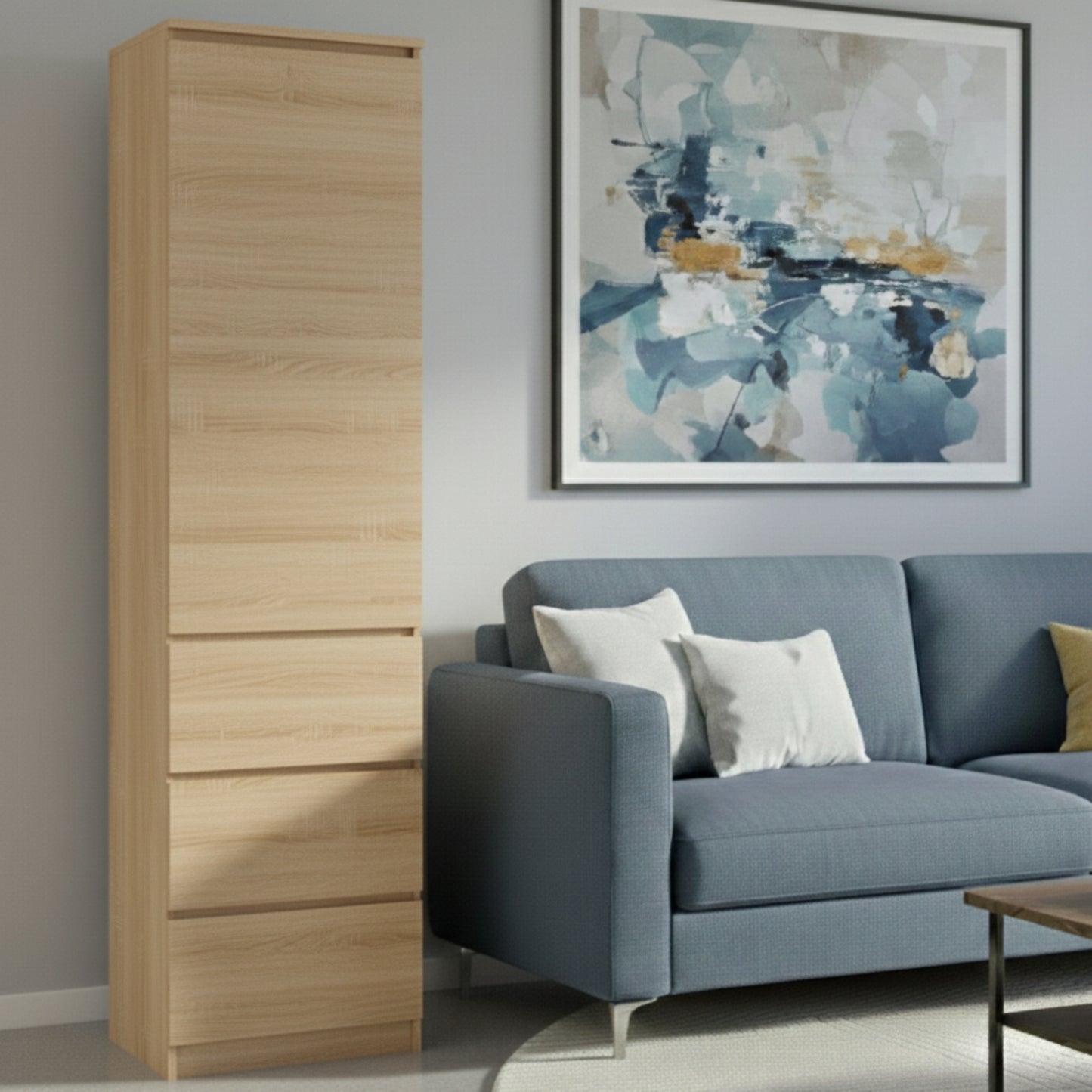 Home Collective Kleiderschrank mit Tür 50x40x180 cm – Garderobenschrank & Mehrzweckschrank mit 3–5 Einlegeböden und optional Schubladen Schrank für Schlafzimmer Flur Büro