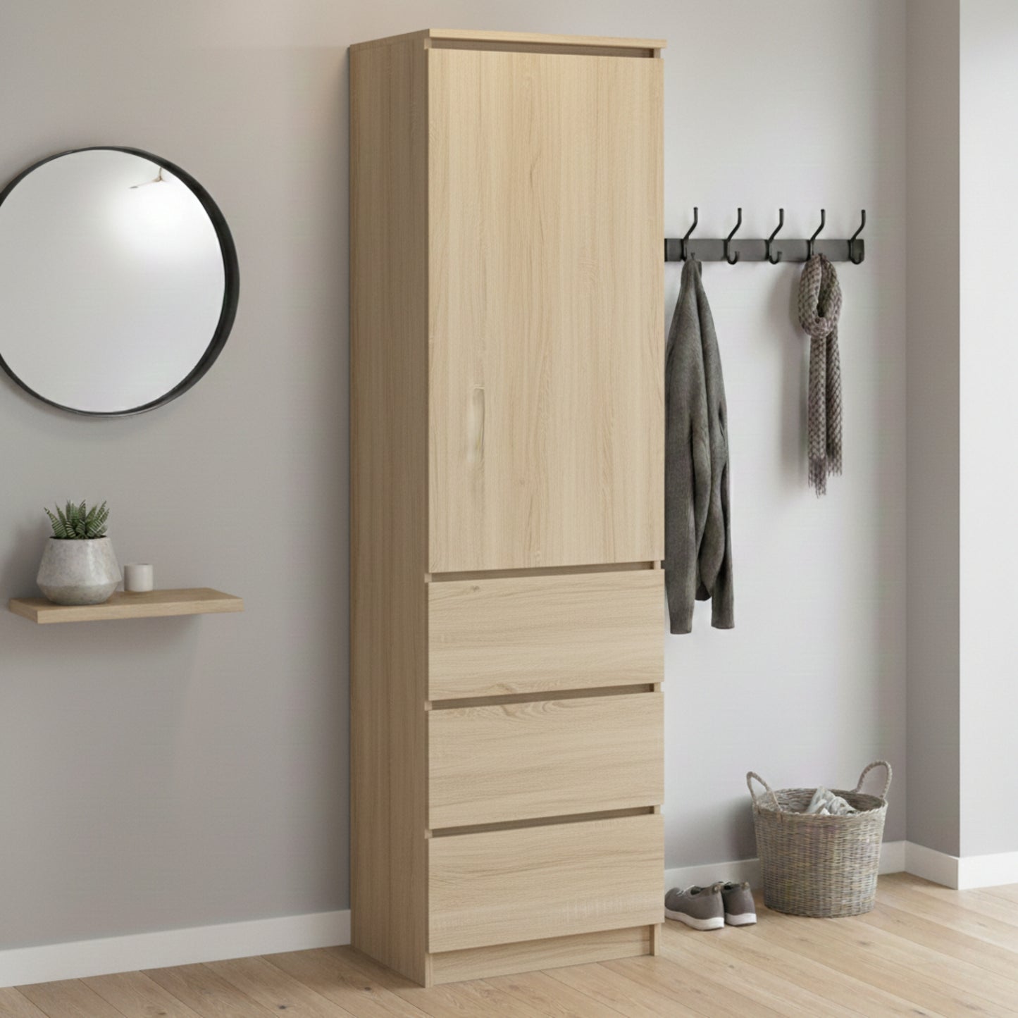 Home Collective Kleiderschrank mit Tür 50x40x180 cm – Garderobenschrank & Mehrzweckschrank mit 3–5 Einlegeböden und optional Schubladen Schrank für Schlafzimmer Flur Büro