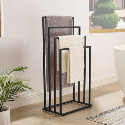 Handtuchhalter ohne Bohren Handtuchständer aus Stahl mit 4 Stangen Handtuchhalter stehend Handtuchstange Bad Badezimmer | 4 Sprossen freistehend aus Stahl | 45x29x93,5 cm (BxTxH)