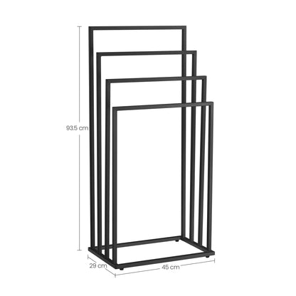 Handtuchhalter ohne Bohren Handtuchständer aus Stahl mit 4 Stangen Handtuchhalter stehend Handtuchstange Bad Badezimmer | 4 Sprossen freistehend aus Stahl | 45x29x93,5 cm (BxTxH)