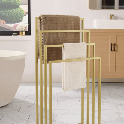 Handtuchhalter ohne Bohren Handtuchständer aus Stahl mit 4 Stangen Handtuchhalter stehend Handtuchstange Bad Badezimmer | 4 Sprossen freistehend aus Stahl | 45x29x93,5 cm (BxTxH)