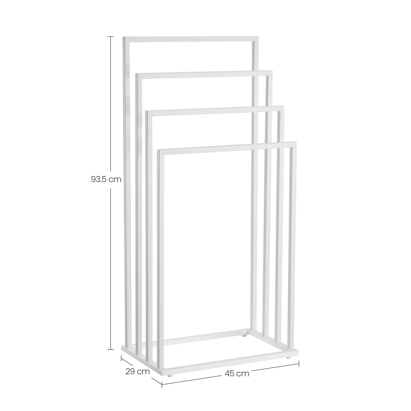 Handtuchhalter ohne Bohren Handtuchständer aus Stahl mit 4 Stangen Handtuchhalter stehend Handtuchstange Bad Badezimmer | 4 Sprossen freistehend aus Stahl | 45x29x93,5 cm (BxTxH)