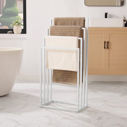 Handtuchhalter ohne Bohren Handtuchständer aus Stahl mit 4 Stangen Handtuchhalter stehend Handtuchstange Bad Badezimmer | 4 Sprossen freistehend aus Stahl | 45x29x93,5 cm (BxTxH)