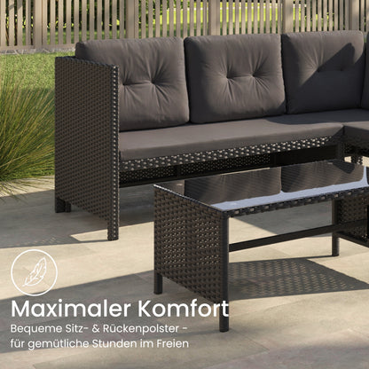 Gartenmöbel Set Lounge Möbel Outdoor Gartenlounge Outdoor-Sofa Polyrattan | Mit Couchtisch & gemütlichen Polstern | Für Terrasse, Balkon oder Garten | 180x120x72 cm (BxTxH)