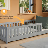 Kinderbett Bodenbett 80x160 | 80x180 | 90x190 | 90x200 | 120x200 | 140x200 cm Bett mit Rausfallschutz & Lattenrost Montessori Bett Gitterbett Kinder Jugendbett Einzelbett optional mit Matratze | Kiefer Holz massiv Junge Mädchen