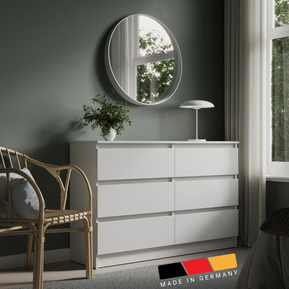 Kommode mit 6 Schubladen 95 | 120 | 140 cm breit Kommode Holz Schrank Kommode mit Schubladen Sideboard Highboard Anrichte Schlafzimmer Wohnzimmer Flur Büro Organizer