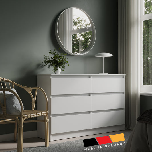 Kommode mit 6 Schubladen 95 | 120 | 140 cm breit Kommode Holz Schrank Kommode mit Schubladen Sideboard Highboard Anrichte Schlafzimmer Wohnzimmer Flur Büro Organizer