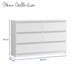 Kommode mit 6 Schubladen 95 | 120 | 140 | 160 cm breit Kommode Holz Schrank Kommode mit Schubladen Sideboard Highboard Anrichte Schlafzimmer Wohnzimmer Flur Büro Organizer