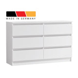 Kommode mit 6 Schubladen 95 | 120 | 140 | 160 cm breit Kommode Holz Schrank Kommode mit Schubladen Sideboard Highboard Anrichte Schlafzimmer Wohnzimmer Flur Büro Organizer